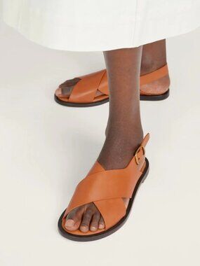 Everlane City Crossover Desert Tan Leather Sandals Women's Size 6.5 NEW in BOX